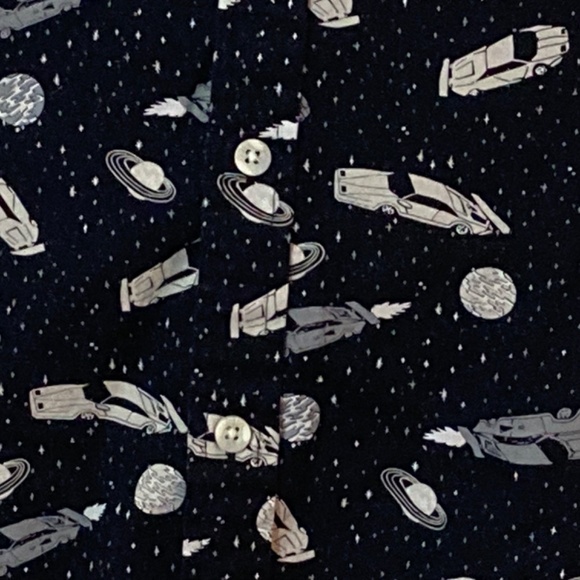 Urban Pipeline Causal Button Front Shirt Size MEDIUM 100% Cotton Car/Outerspace - Picture 5 of 6